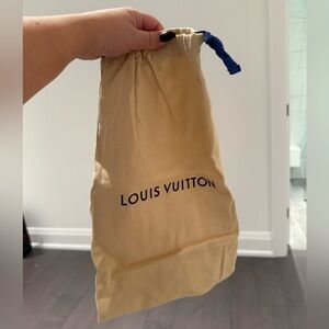 Louis Vuitton Cream Pouch with Blue Drawstring